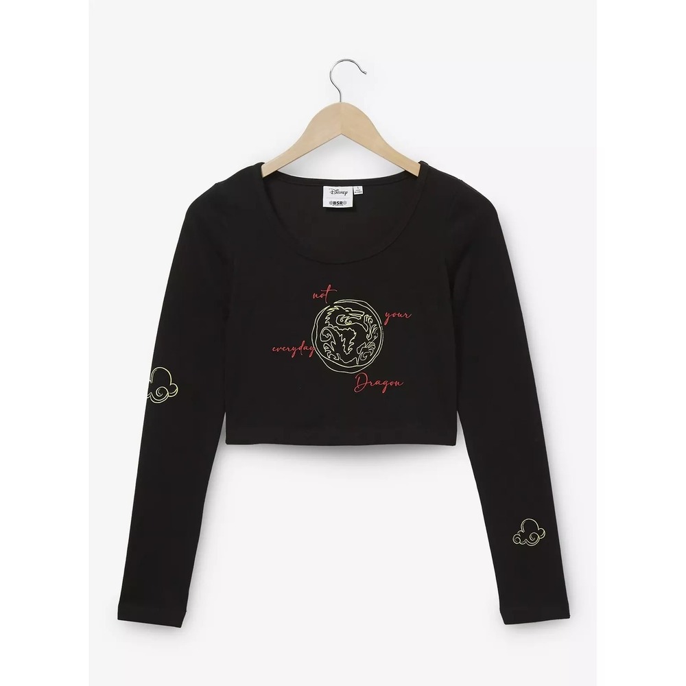Samii Ryan Disney Mulan Dragon Crop Long Sleeve Tee Black BoxLunch Exclusive